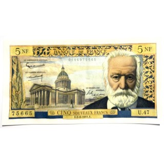 France - 5 Nouveaux Francs Victor Hugo, E.2-2-1961.E.