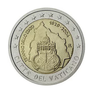 2004 - Vatican, 2 Euros 75e anniversaire de la fondation de l’État de la Cité du Vatican (pièce seule)