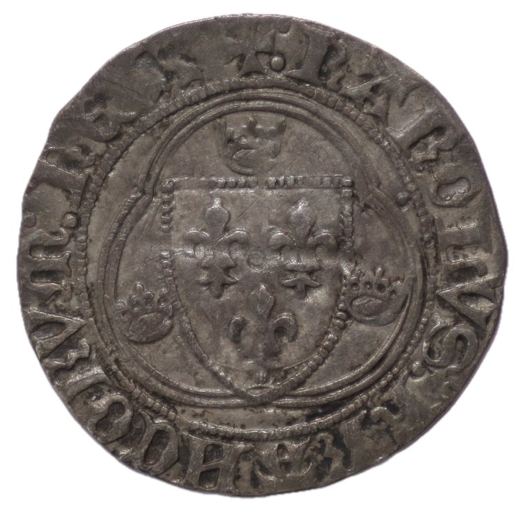 France - Charles VII (1422-1461), Blanc à la couronne (Montpellier), Dup. 519
