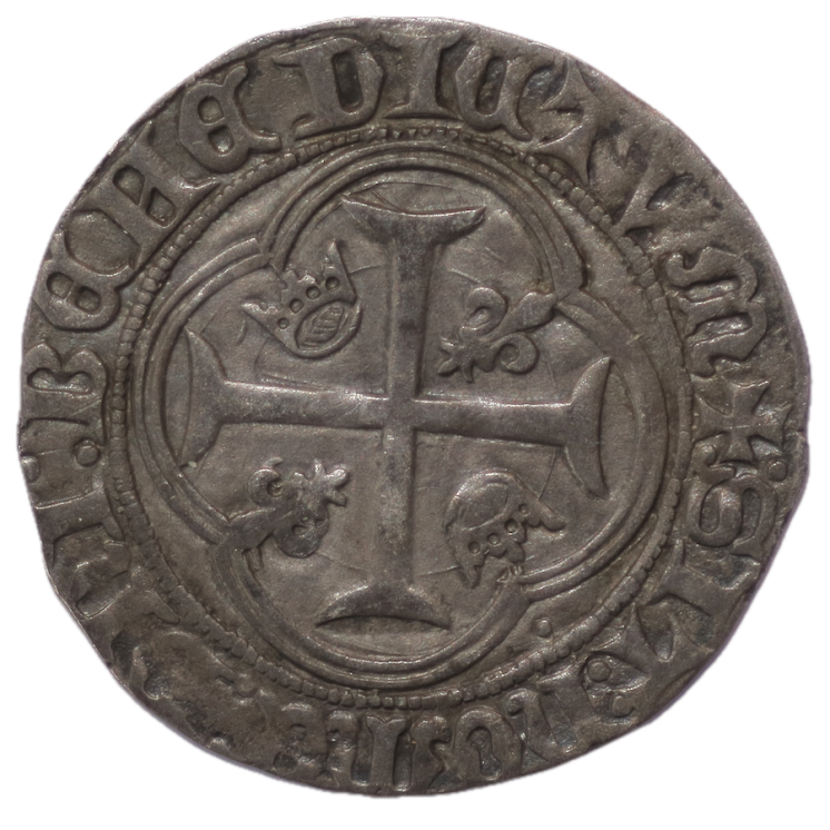 France - Charles VII (1422-1461), Blanc à la couronne (Montpellier), Dup. 519