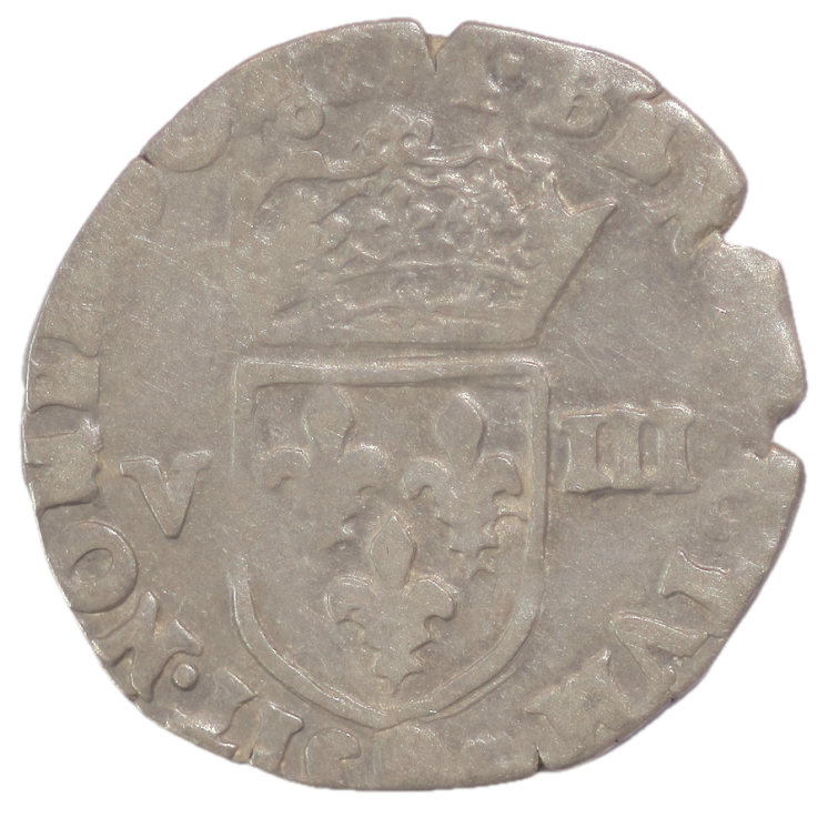France - Henri III (1574-1589), 1/8 d'Ecu, 9 (Rennes)