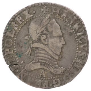 France - Henri III (1574-1589), Franc au col plat, 1581, A (Paris)