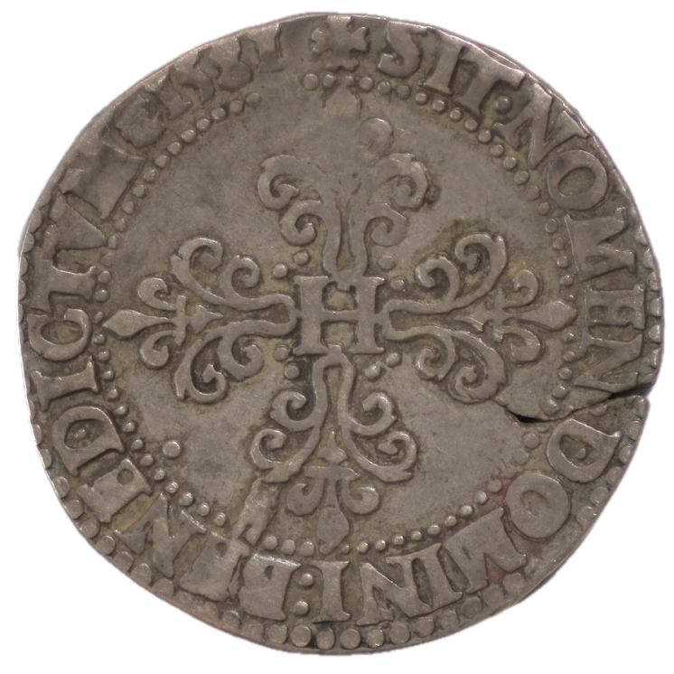 France - Henri III (1574-1589), Franc au col plat, 1581, A (Paris)