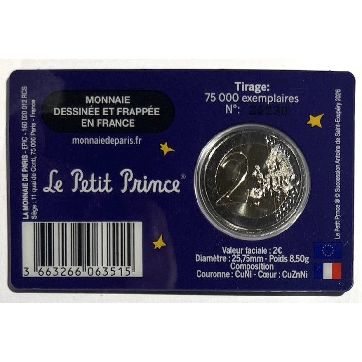 2026 - Coincard 2 Euros France, Le Petit Prince - Le nuage