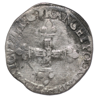 France - Henri III (1574-1589), 1/4 d'Ecu 1589 9 (Rennes)