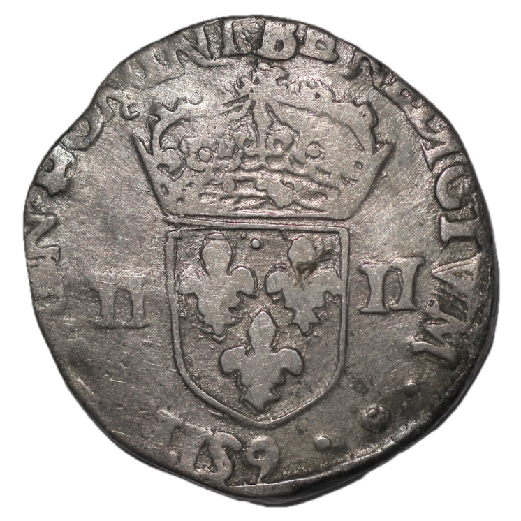France - Henri III (1574-1589), 1/4 d'Ecu 1589 9 (Rennes)
