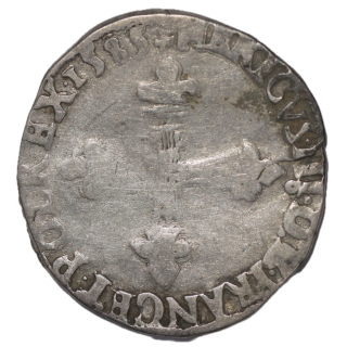 France - Henri III (1574-1589), 1/4 d'Ecu 1585 9 (Rennes)