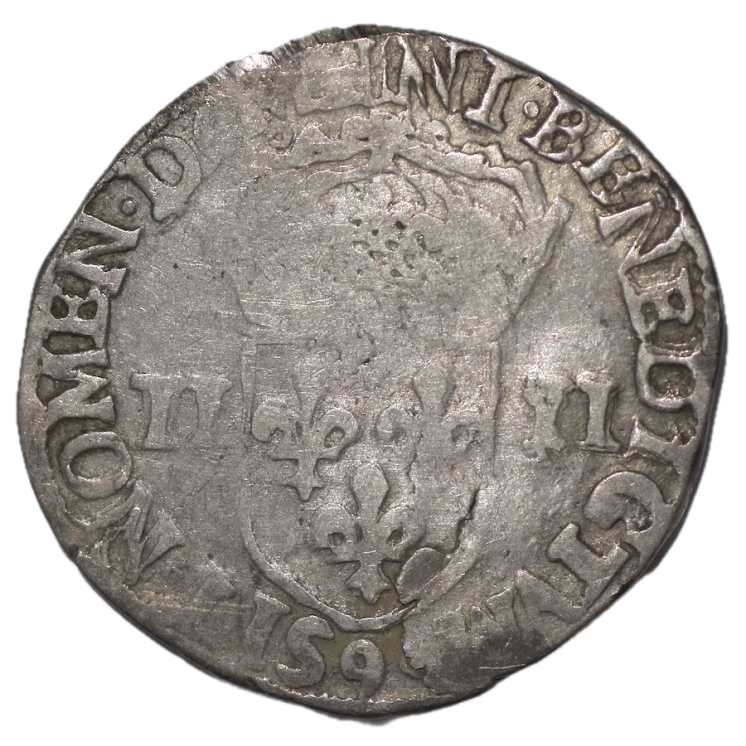 France - Henri III (1574-1589), 1/4 d'Ecu 1585 9 (Rennes)