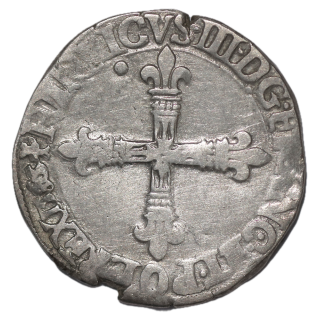 France - Henri III (1574-1589), 1/4d'Ecu  1586 T (Nantes)