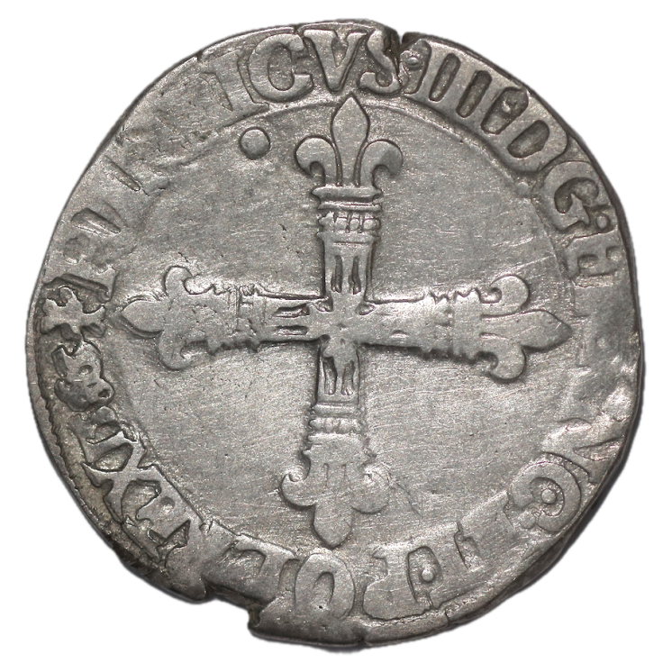 France - Henri III (1574-1589), 1/4d'Ecu  1586 T (Nantes)