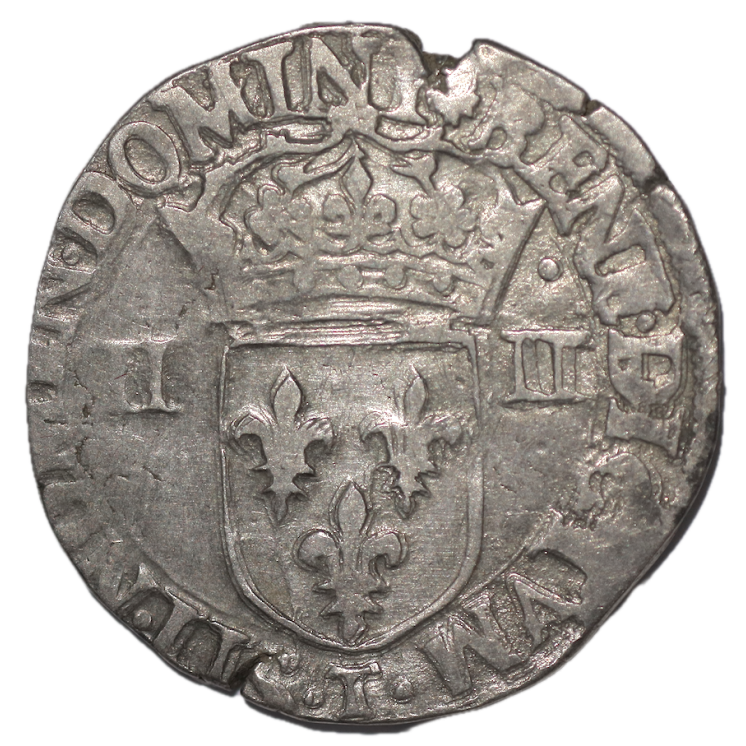 France - Henri III (1574-1589), 1/4d'Ecu  1586 T (Nantes)