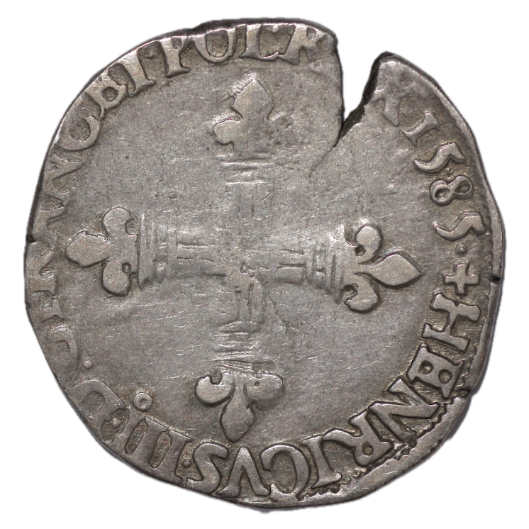 France - Henri III (1574-1589), 1/4 d'Ecu, 1585, 9 (Rennes)