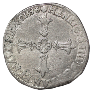 France - Henri IV (1589-1610), 1/4 d'Ecu 2e type, 1596, M (Toulouse)