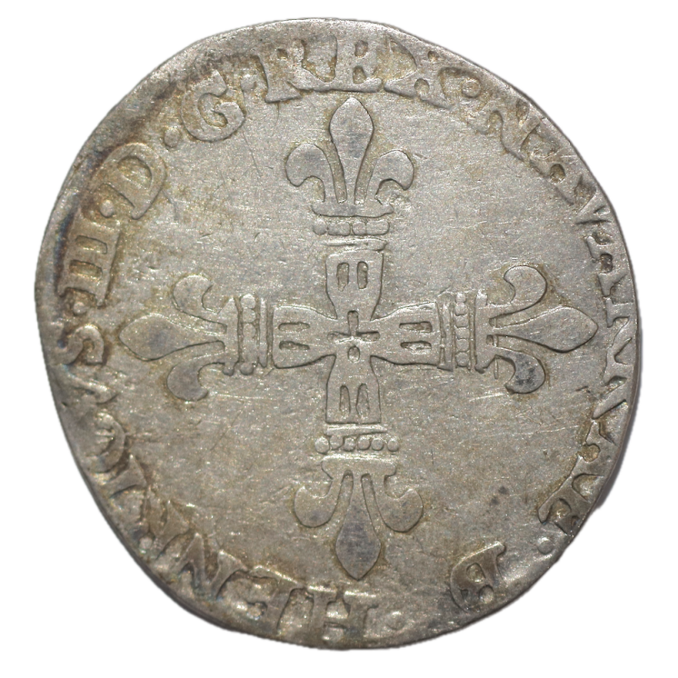 France - Henri III (1574-1589), 1/4 d'Ecu 1589 Navarre Bearn et Bourbon