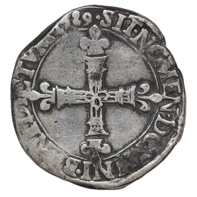 France - Henri III (1574-1589), 1/4 d'Ecu 1589 E (Tours)