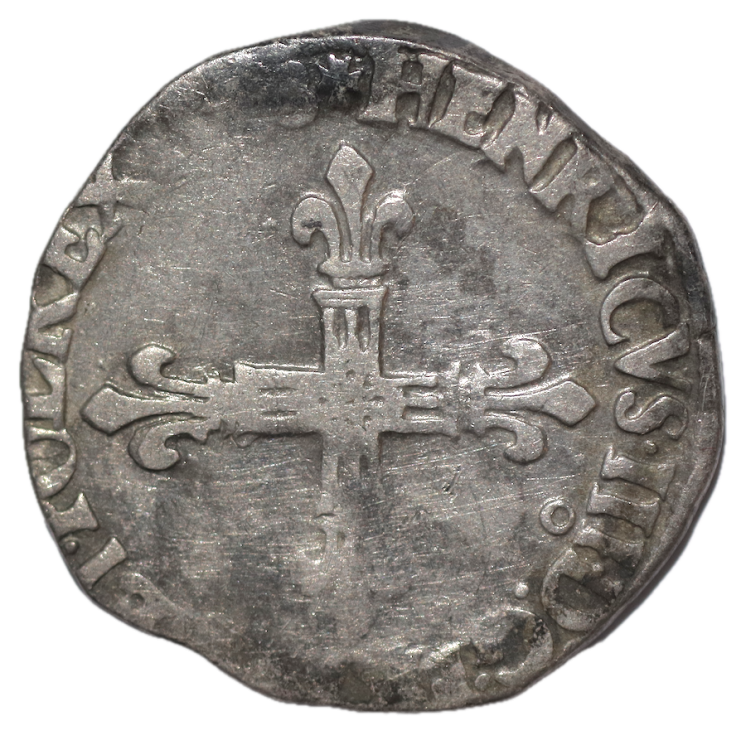 France - Henri III (1574-1589), 1/4 d'Ecu 1588 9 (Rennes)