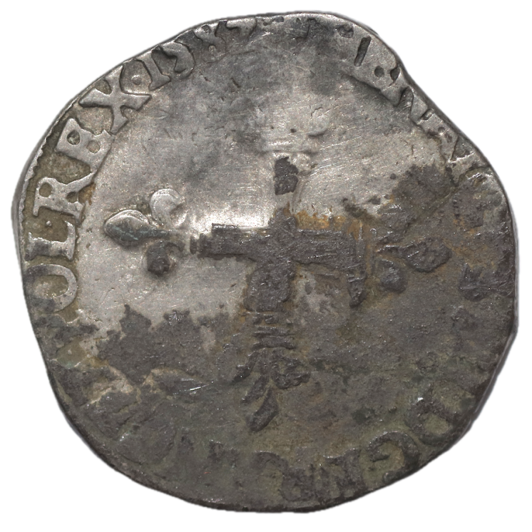 France - Henri III (1574-1589), 1/4 d'Ecu 1587 9 (Rennes)