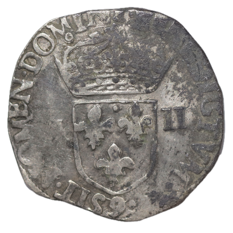 France - Henri III (1574-1589), 1/4 d'Ecu 1587 9 (Rennes)