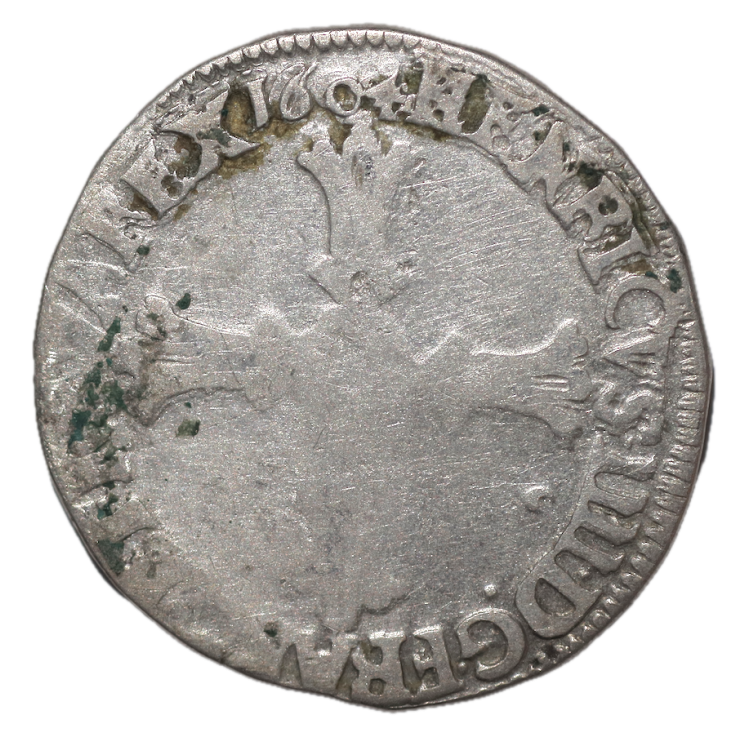 France - Henri IV (1589-1610), 1/4 d'Ecu, 1604, 9 (Rennes)