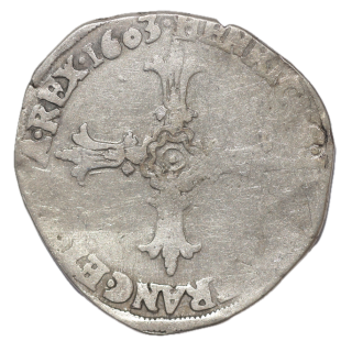 France - Henri IV (1589-1610), 1/4 d'Ecu, 1603, N (Montpellier)