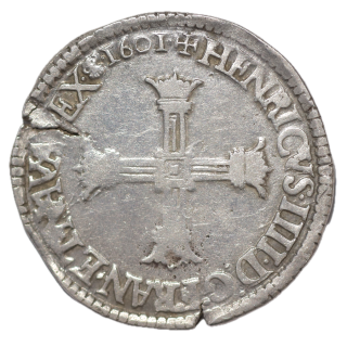 France - Henri IV (1589-1610), 1/4 d'Ecu, 1601, C, 5e