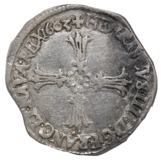 France - Henri IV (1589-1610), 1/4 d'Ecu, 1603, T (Nantes)