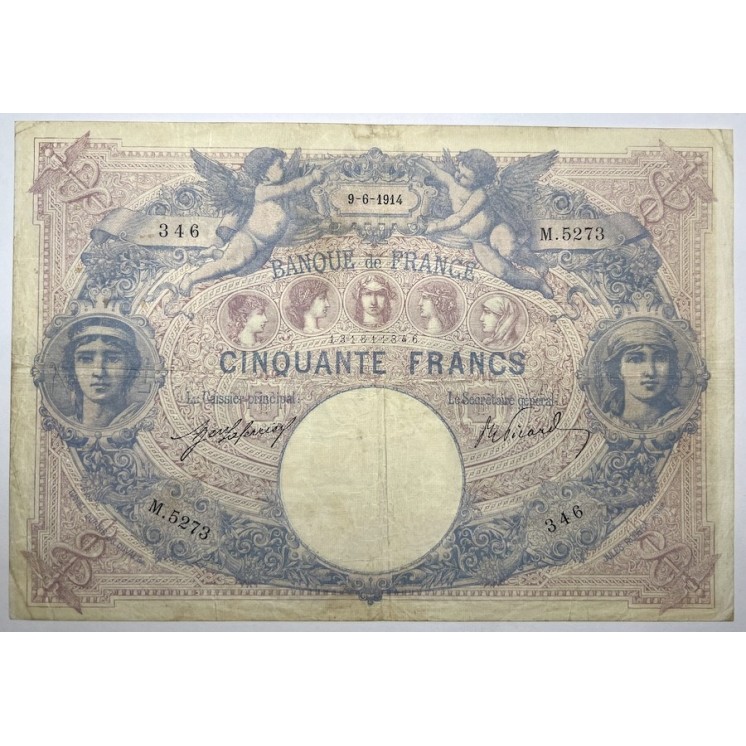 France - 50 Francs Bleu et Rose, 9-6-1914