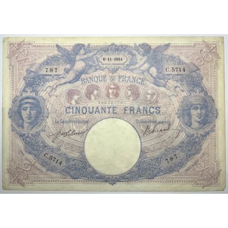 France - 50 Francs Bleu et Rose, 6-11-1914