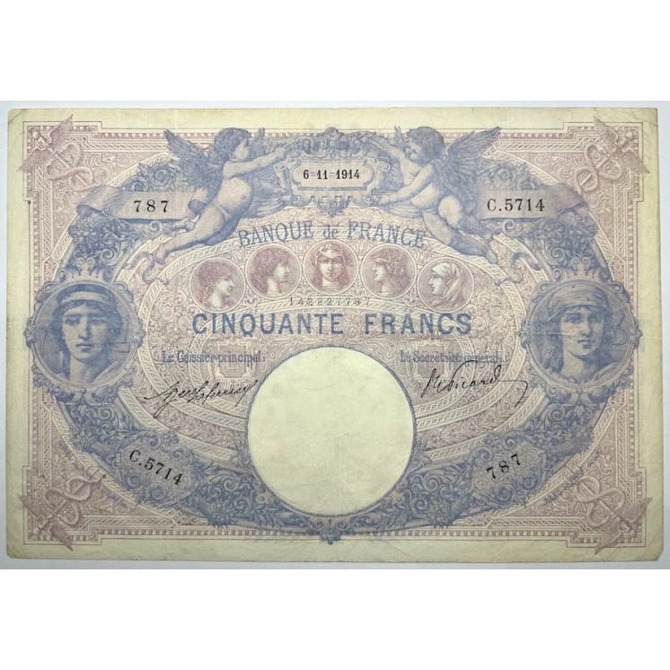 France - 50 Francs Bleu et Rose, 6-11-1914