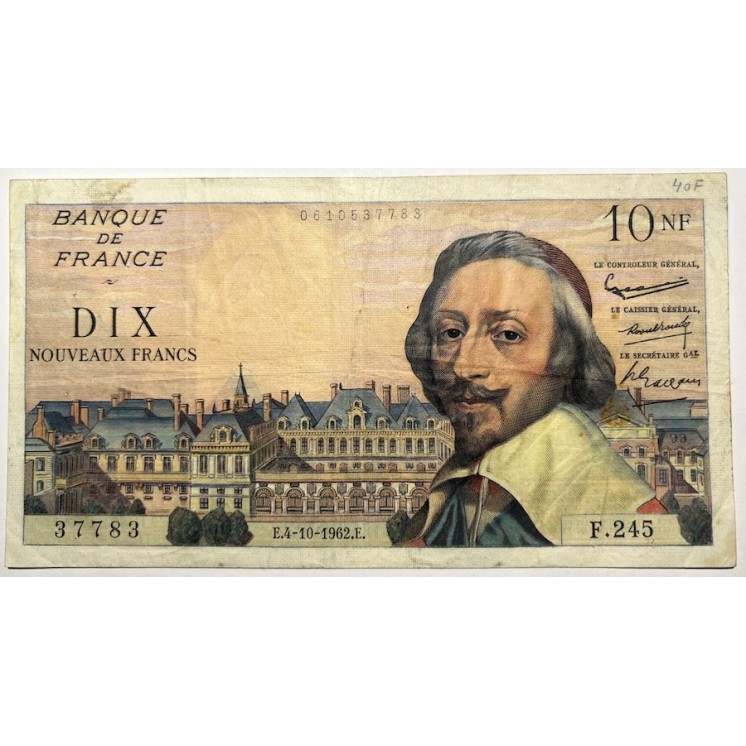 France - 10 Nouveaux Francs Richelieu, E.4-10-1962.E.