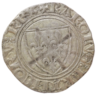 France - Charles VI (1380-1422), Blanc Guénar à l'O rond, Villeneuve-Saint-André-lès-Avignon