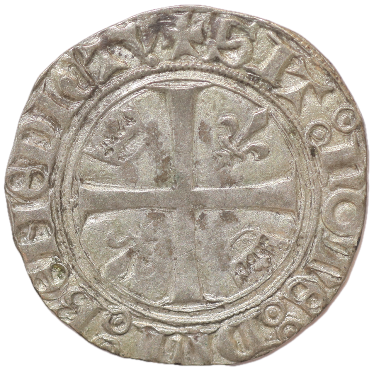 France - Charles VI (1380-1422), Blanc Guénar à l'O rond, Villeneuve-Saint-André-lès-Avignon