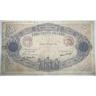 France - 500 Francs Bleu et Rose, 30 Janvier 1928