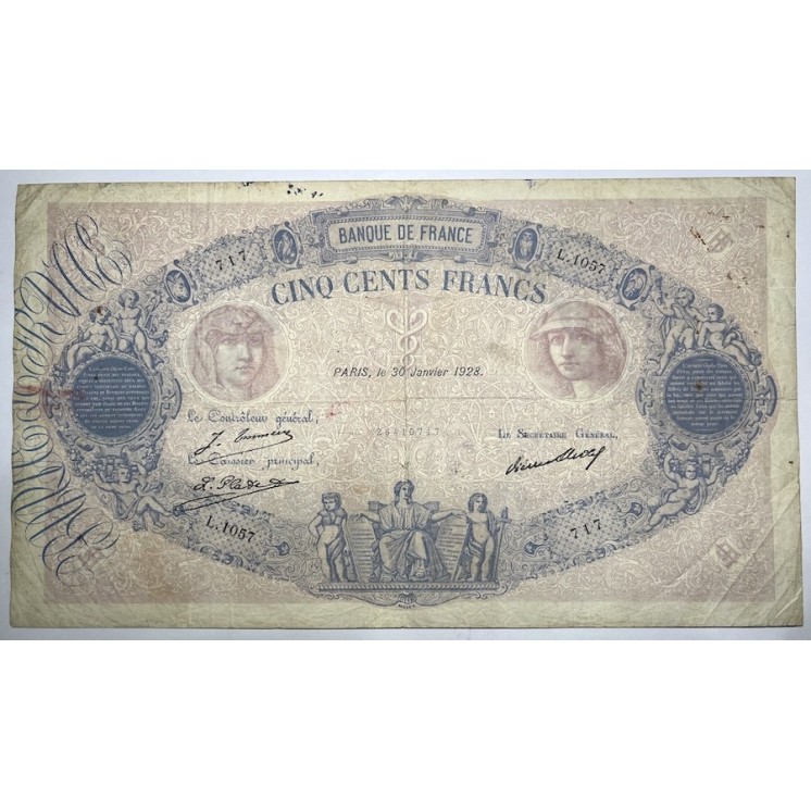 France - 500 Francs Bleu et Rose, 30 Janvier 1928