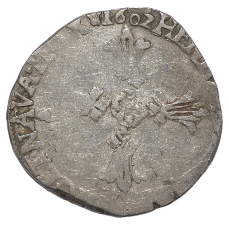 France - Henri IV (1589-1610), 1/4 d'Ecu, 1602, 9 (Rennes)