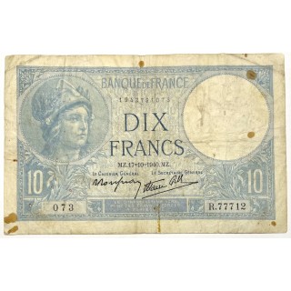 France - 10 Francs Minerve, MZ.17-10-1940.MZ.