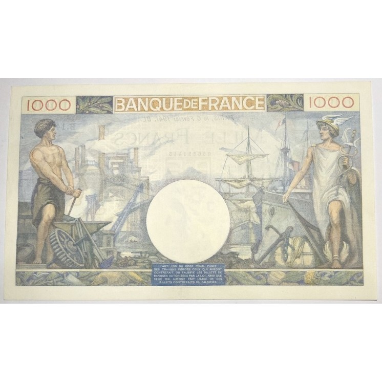 France - 1000 Francs, Commerce et Industrie, 6 Février 1941, B.1475