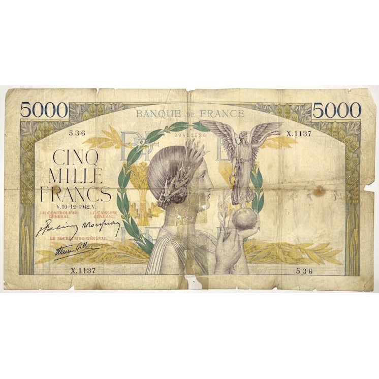 France - 5000 Francs Victoire, V.10-12-1942.V.