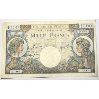 France - 1000 Francs Commerce et Industrie, Paris, le 6 Février 1941, D.1465