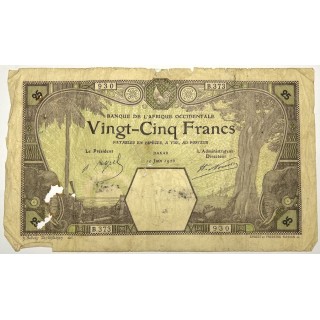 Afrique occidentale - 25 Francs, 10 Juin 1926