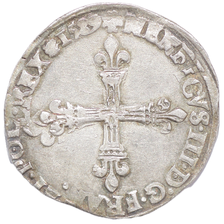 France - Henri III (1574-1589), 1/4 d'écu, Double frappe, 1589, A (Paris)