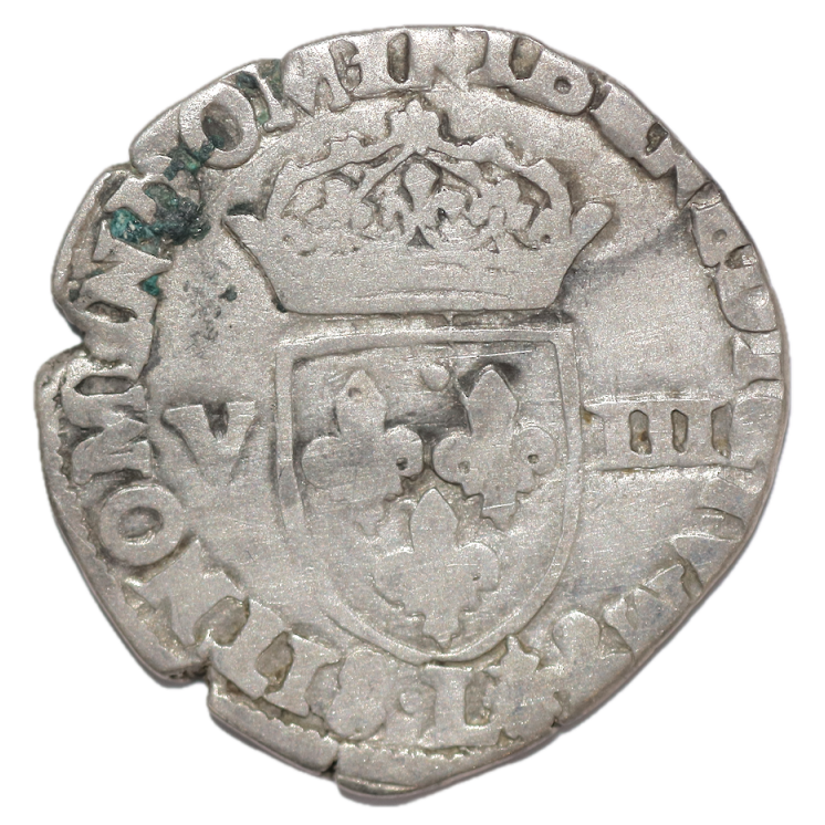 France - Henri III (1574-1589), 1/8 d'Ecu, 1584, L (Bayonne)