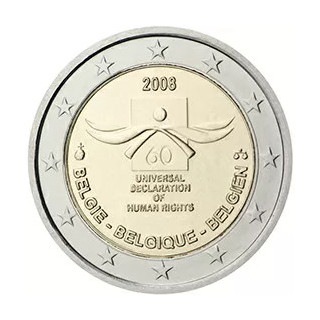 2008 - Belgique, 2 Euros 60e anniversaire de la Déclaration Universelle des Droits de l’Homme