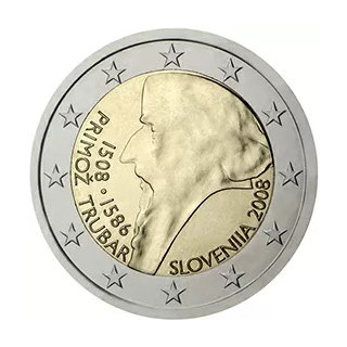 2008 - Slovénie, 2 Euros 500e anniversaire de la naissance de Primož Trubar