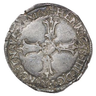 France - Henri IV (1589-1610), 1/4 d'Ecu, 1605, T (Nantes)
