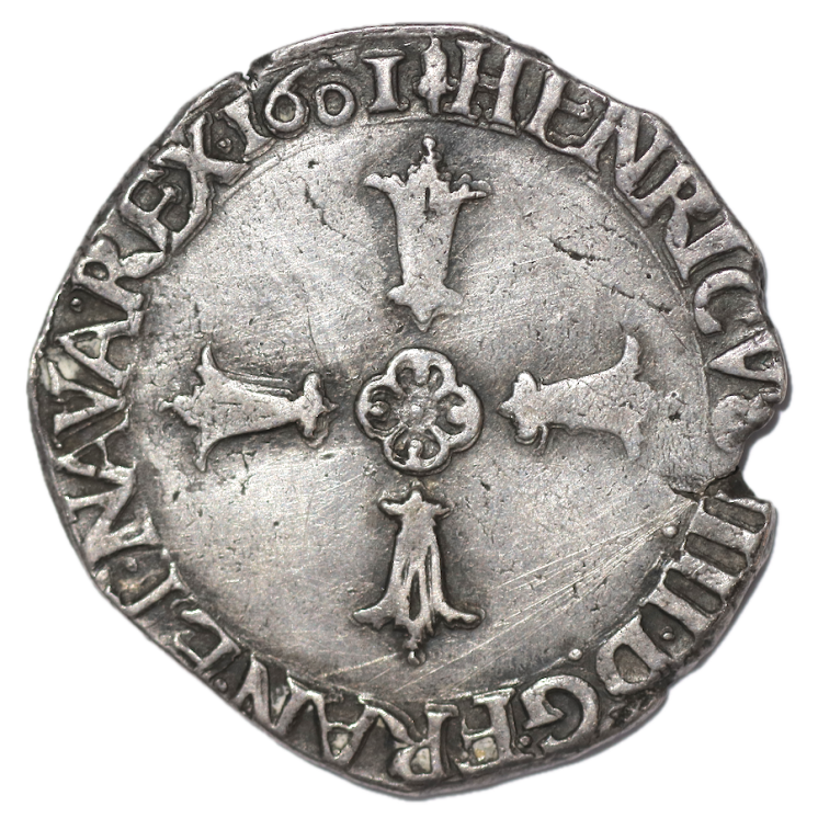 France - Henri IV (1589-1610), 1/4 d'Ecu, 1601, H (La Rochelle)