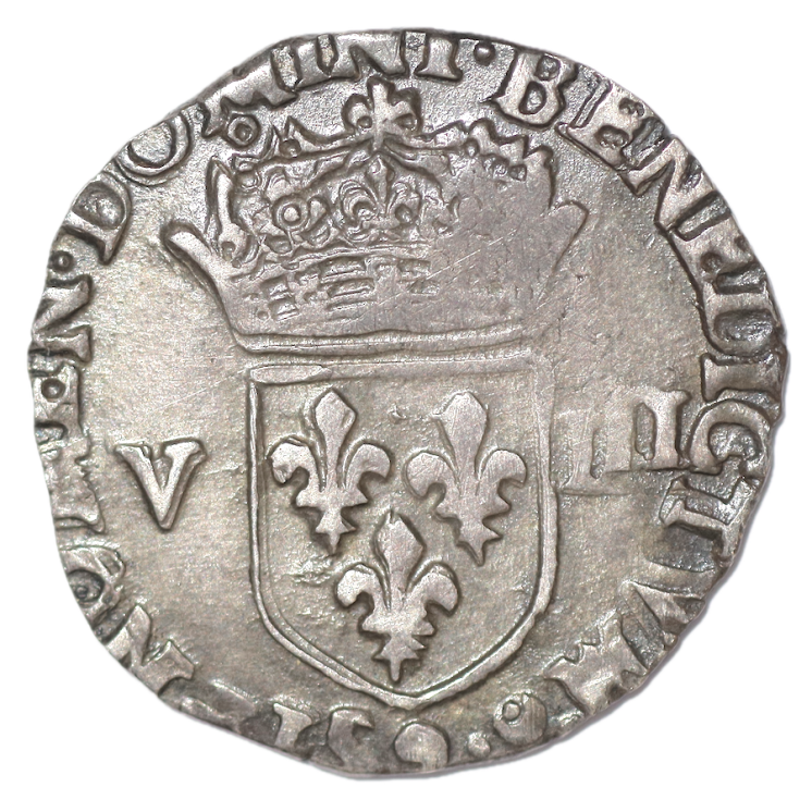 France - Henri III (1574-1589), 1/8 d'Ecu, 1584, O ( Riom)