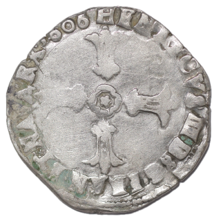 France - Henri IV (1589-1610), 1/4 d'Ecu, 1606, K (Bordeaux)