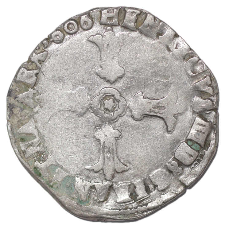 France - Henri IV (1589-1610), 1/4 d'Ecu, 1606, K (Bordeaux)