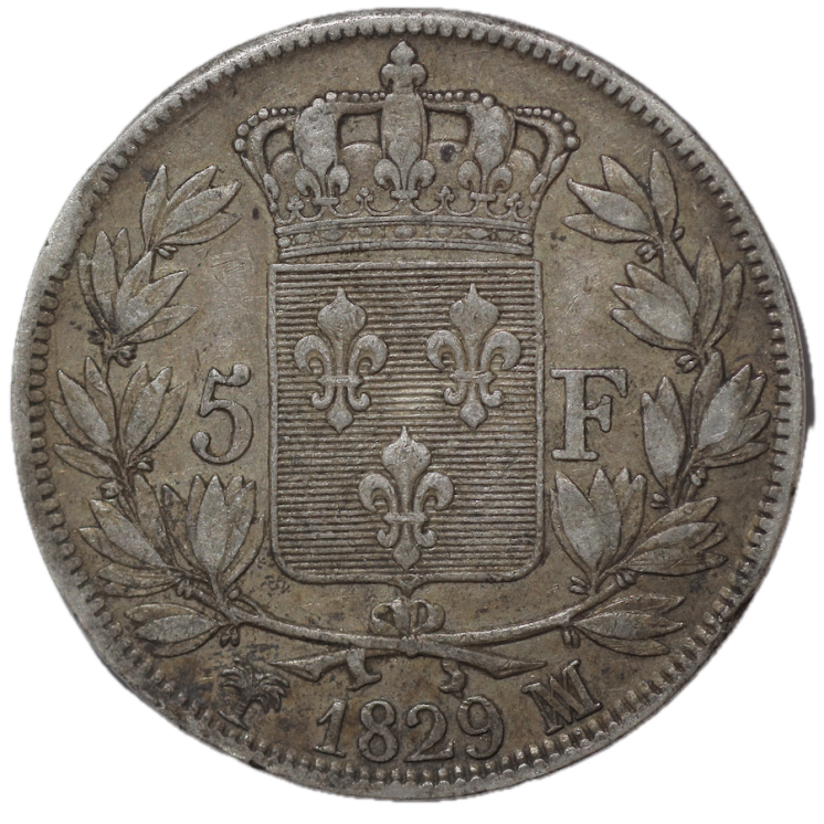 France - Charles, X (1824-1830), 5 Francs 1829, MA (Marseille)